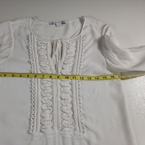 diane von furstenberg White Top Formal Work Wear Long Sleeve Peasant Tunic Sz 2. - Picture 6 of 6